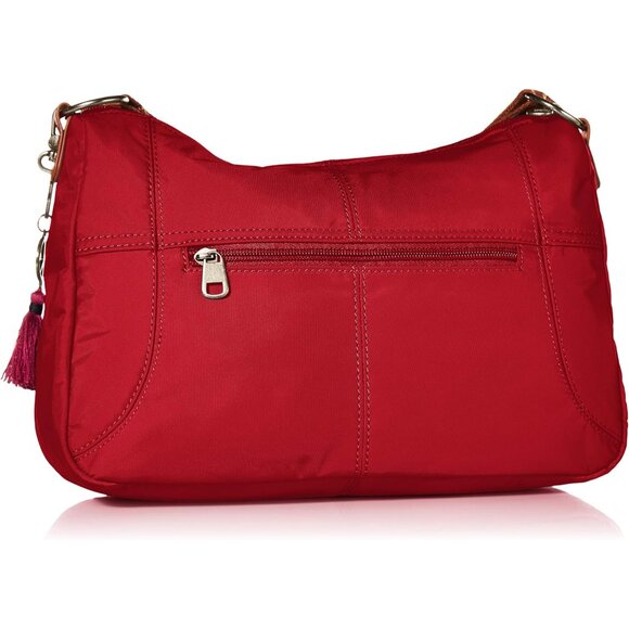 Esperato Womens Crimson Nylon Hobo Bag with Multiple Pockets and Repreve Lining - Picture 2 of 6